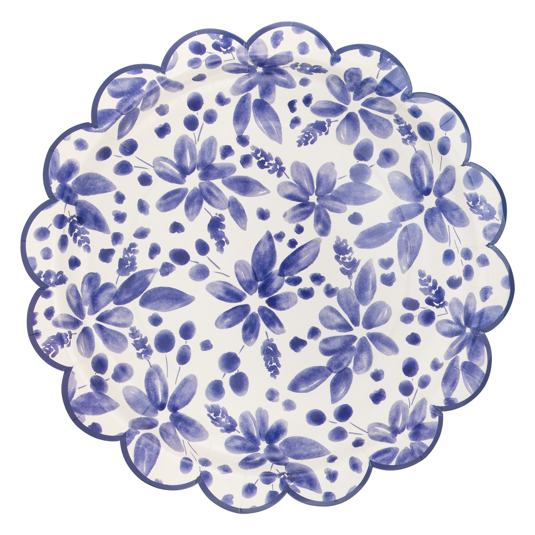 Blue Floral Paper Plate