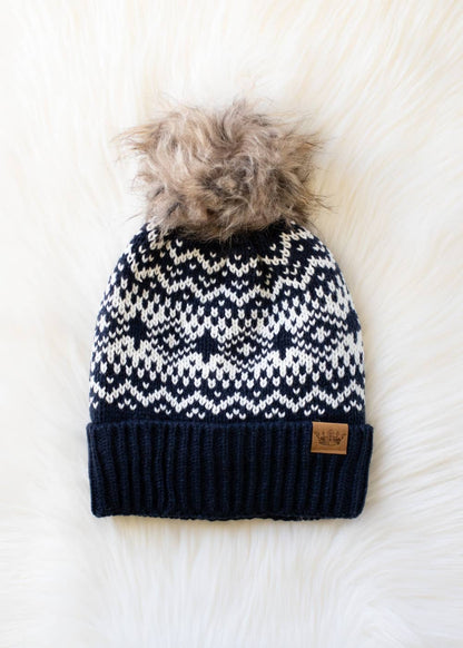 Alpine Patterned Pom Beanie