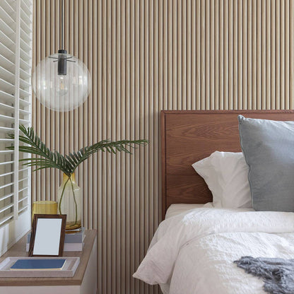 Reeded Wood Peel and Stick Wallpaper, 28 sq. ft.