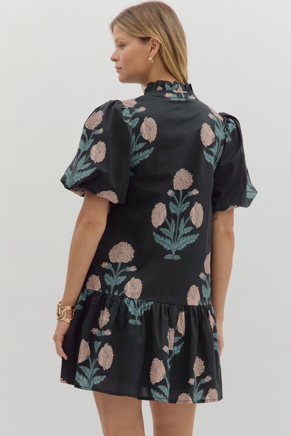 Floral Ruffle Sleeve Midi Dress