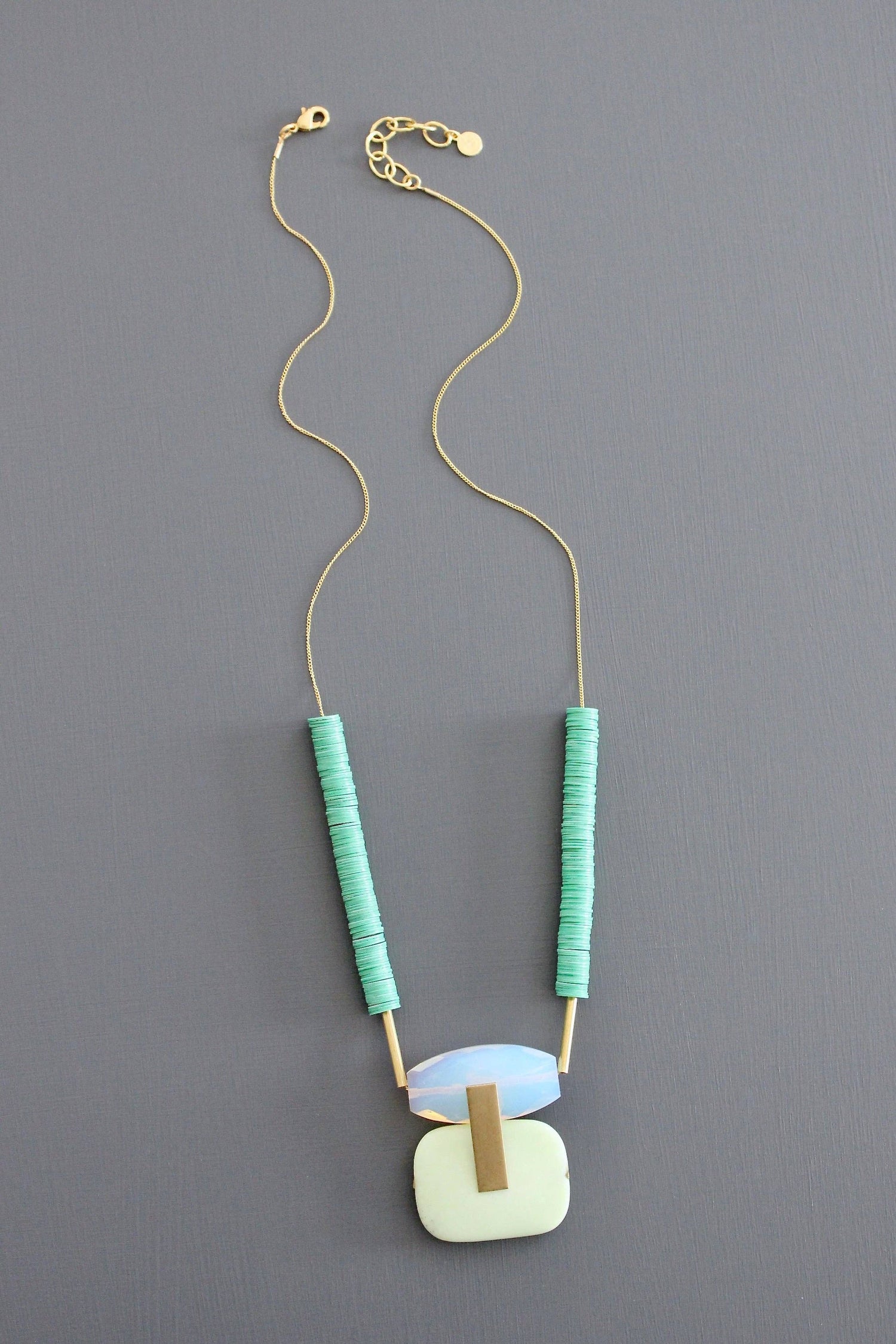 Opal and Mint Pendant Necklace