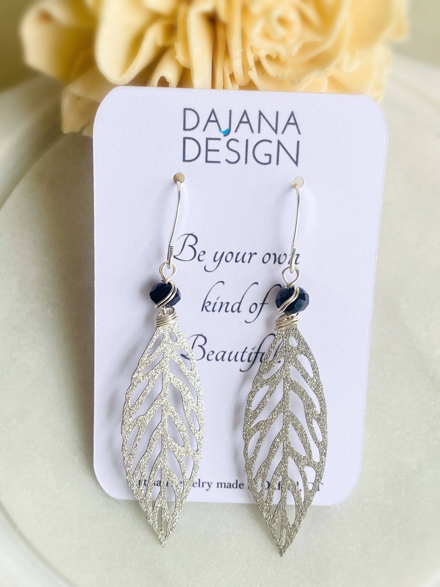 Silver Shimmer Leaf Earrings   