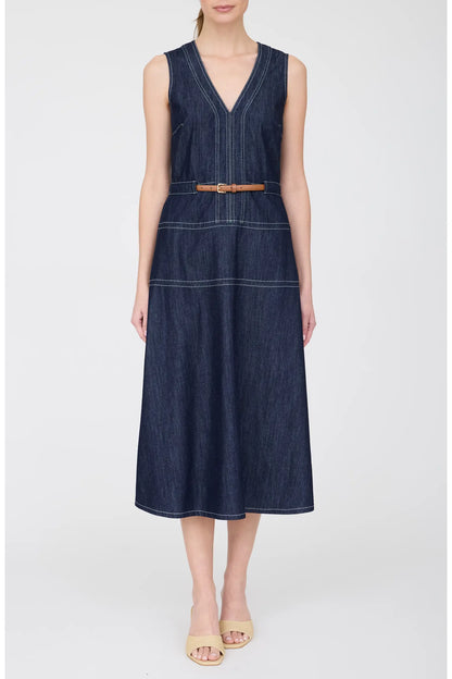 Sophisticated Denim Sleeveless Midi Dress