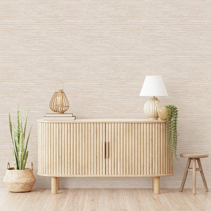 Horizontal Grasscloth Ecru P&amp;S Wallpaper, 28 sq. ft.