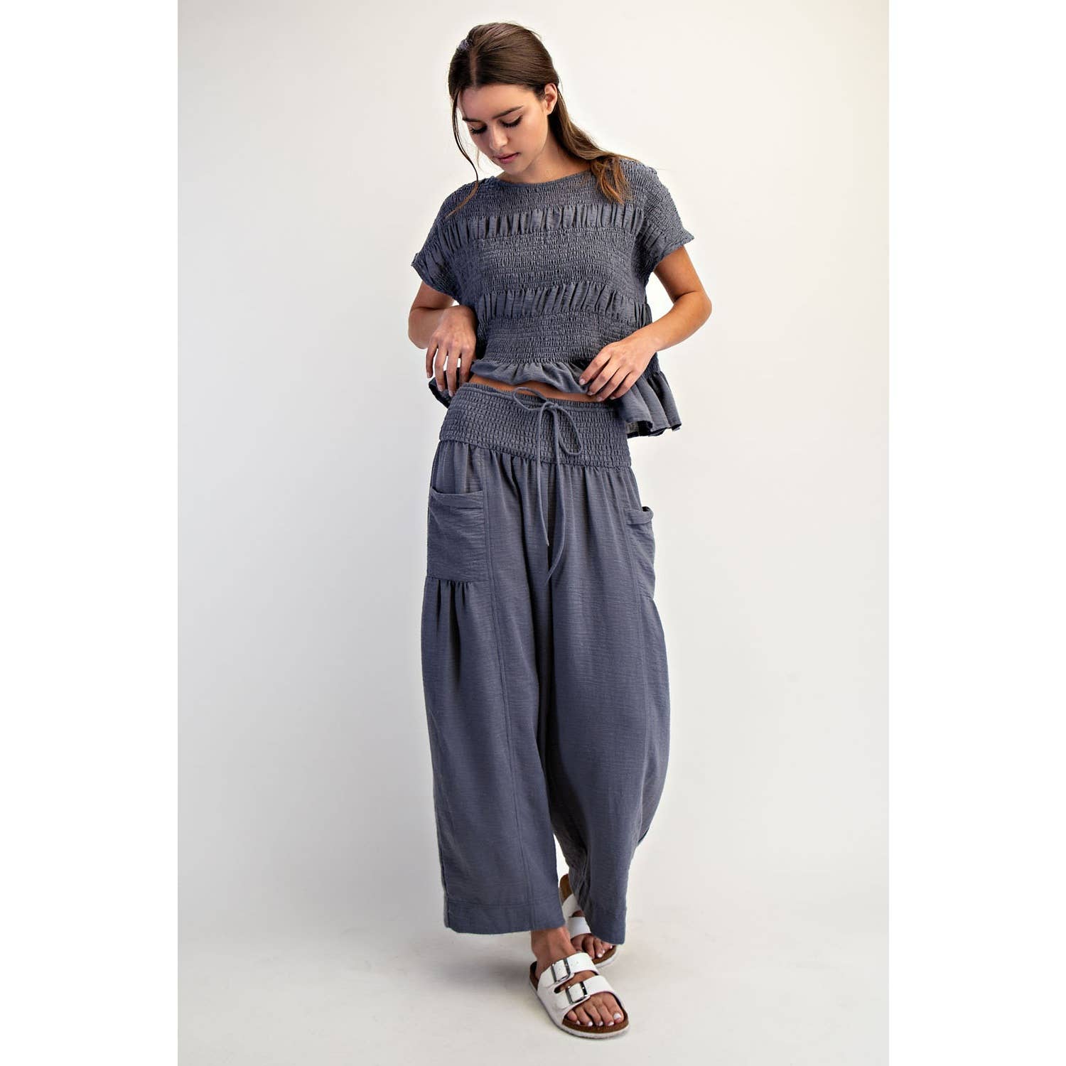 Baggy Wide Leg Cropped Pants