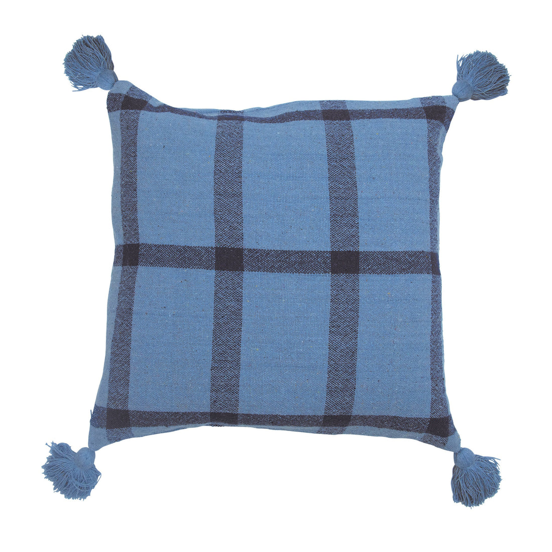 24&quot; Woven Pillow Recycled Cotton Blend with Tassels