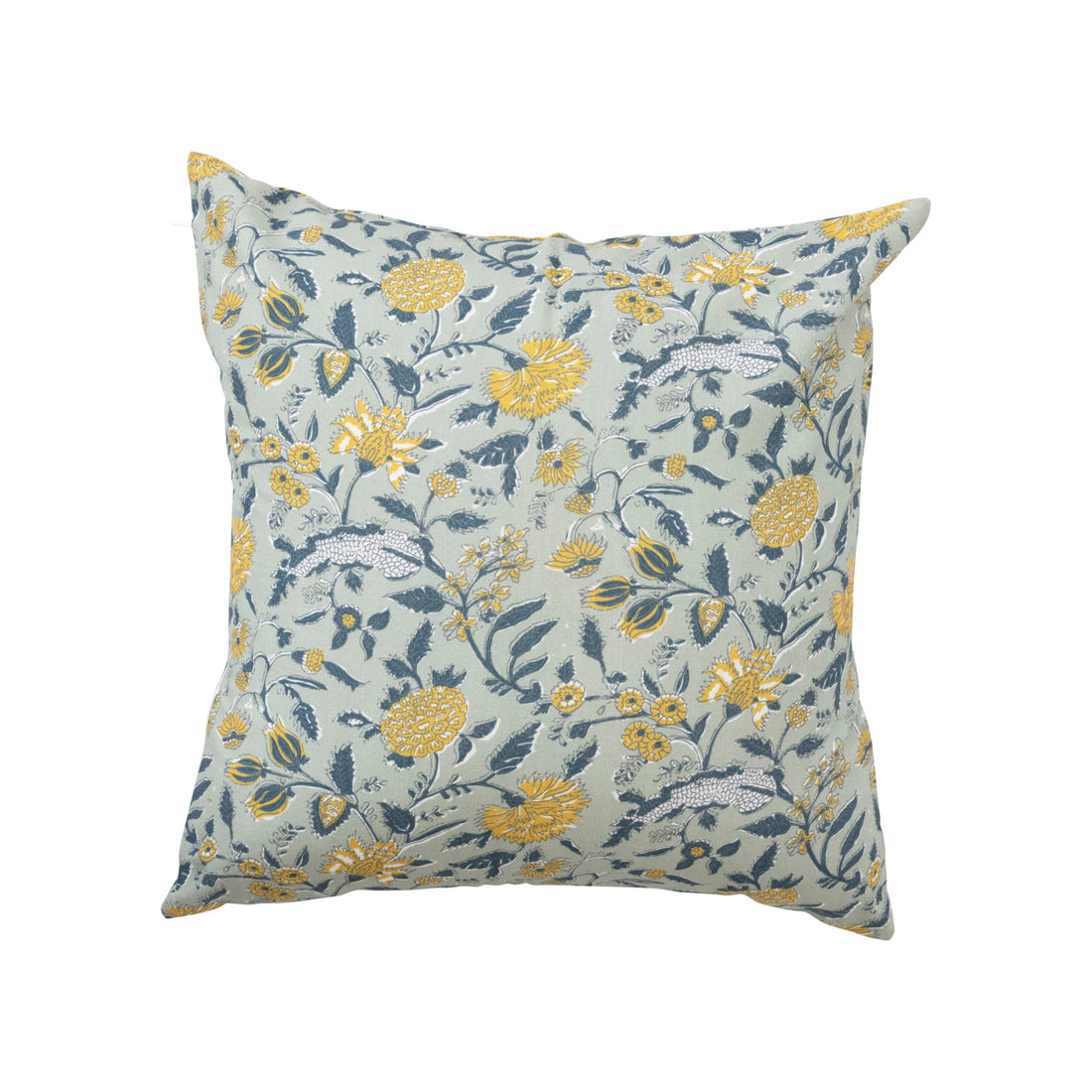 18&quot; Cotton Pillow w/ Floral Pattern, Polyester Fill