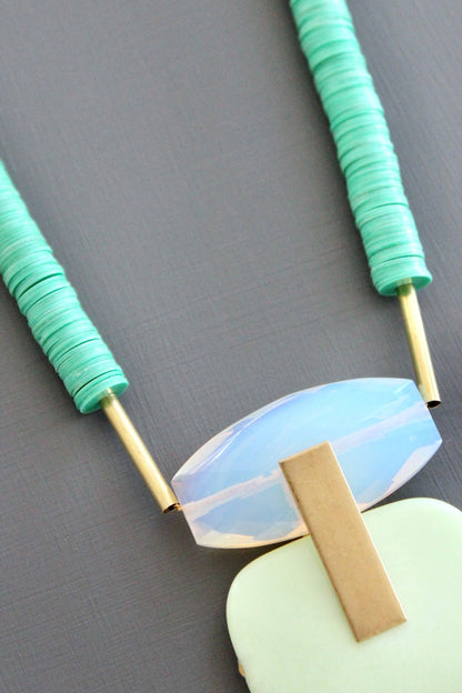 Opal and Mint Pendant Necklace