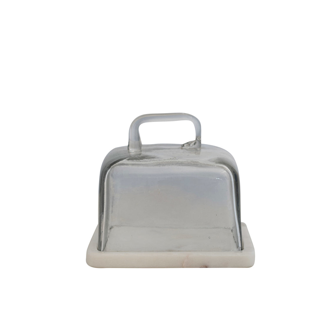 Glass Cloche w/ White Marble Base &amp; Handle, Set of 2