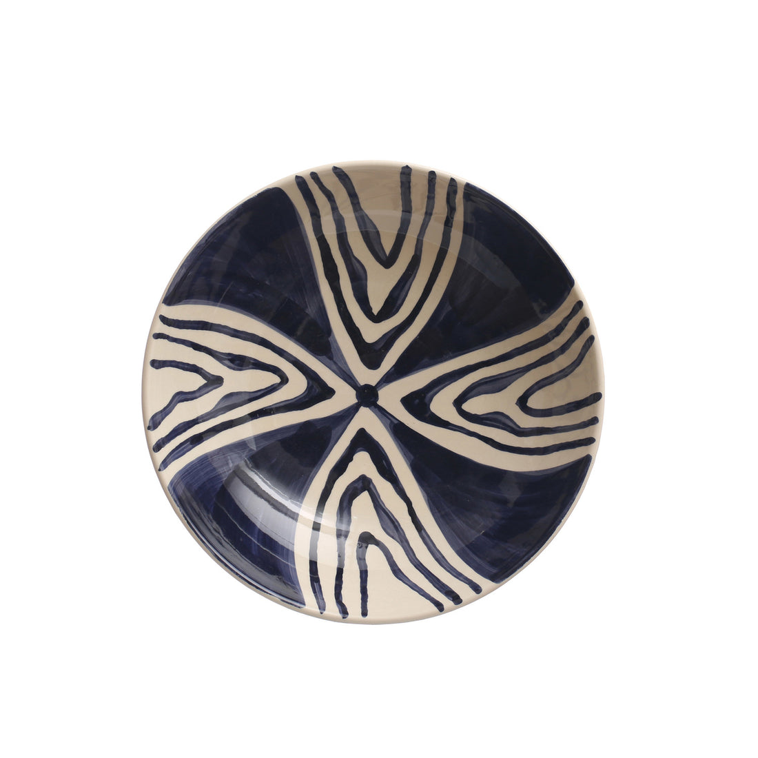 Hand-Painted Stoneware Serving Bowl w/ Design
