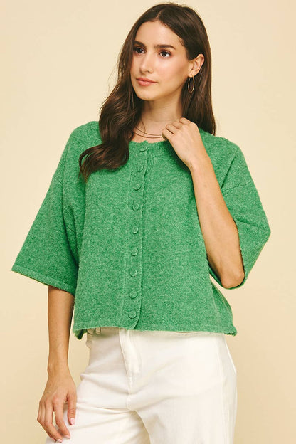 Cozy Button-Front Short Sleeve Cardigan
