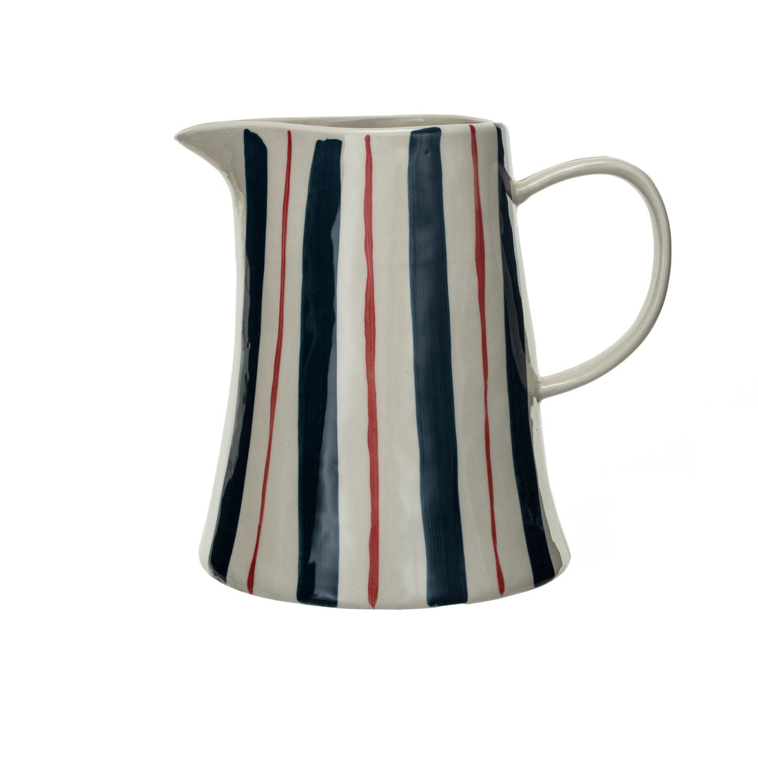 2 Quart Hand-Painted Stoneware Pitcher w/ Stripes