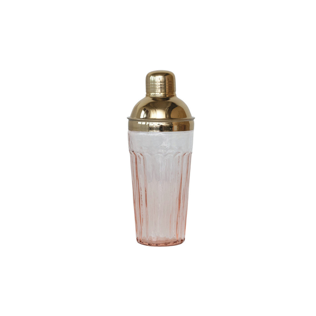 20 oz. Glass Cocktail Shaker w/ Stainless Steel Top, Pink &amp; Gold Finish