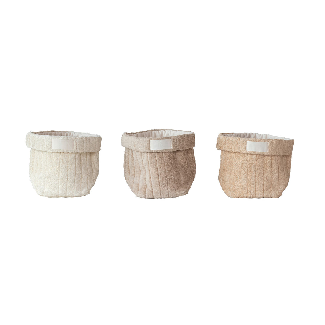 Quilted Cotton Terry Cloth Folding Baskets, 3 Colors