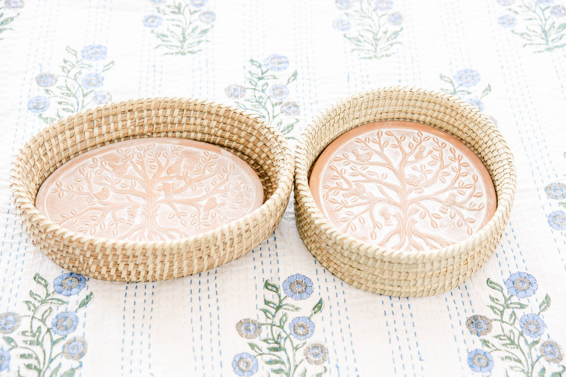 Round Birds in a Tree Bread Warmer Basket