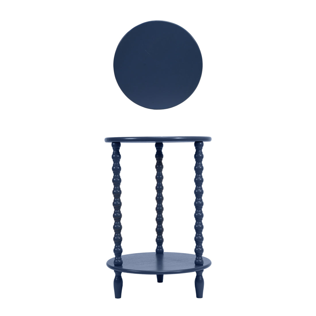 Wood Table with Shelf &amp; Turned Legs, Blue, KD