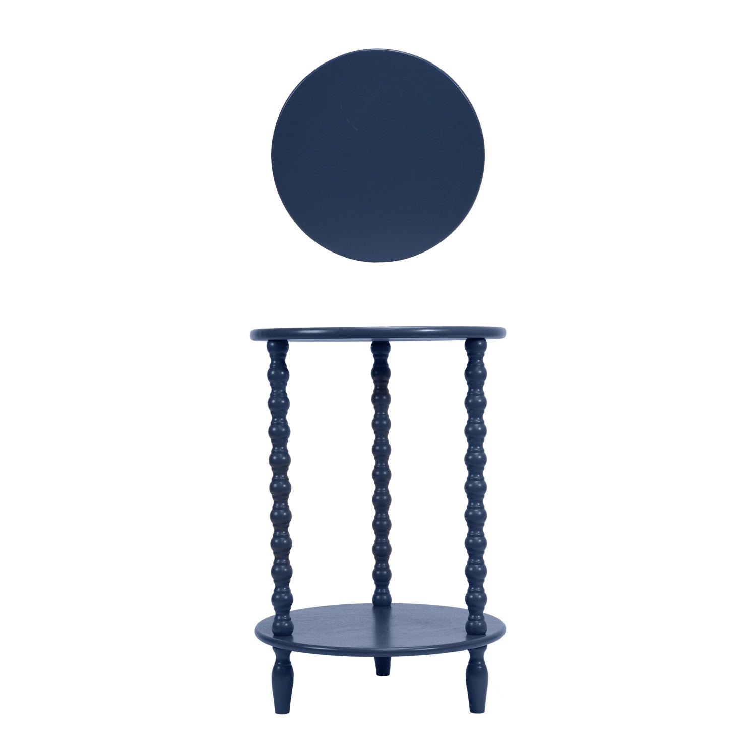Wood Table with Shelf &amp; Turned Legs, Blue, KD