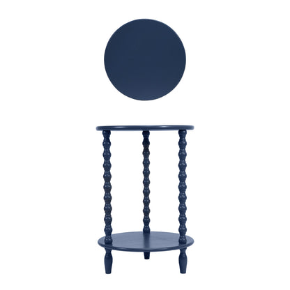 Wood Table with Shelf &amp; Turned Legs, Blue, KD
