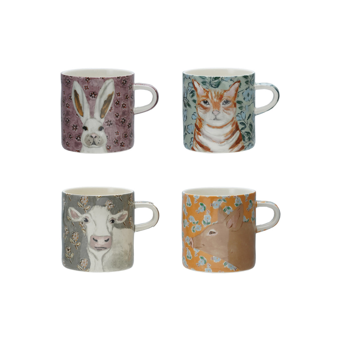 16 oz. Stoneware Mug with Pattern &amp; Animal Image, 4 Styles ©