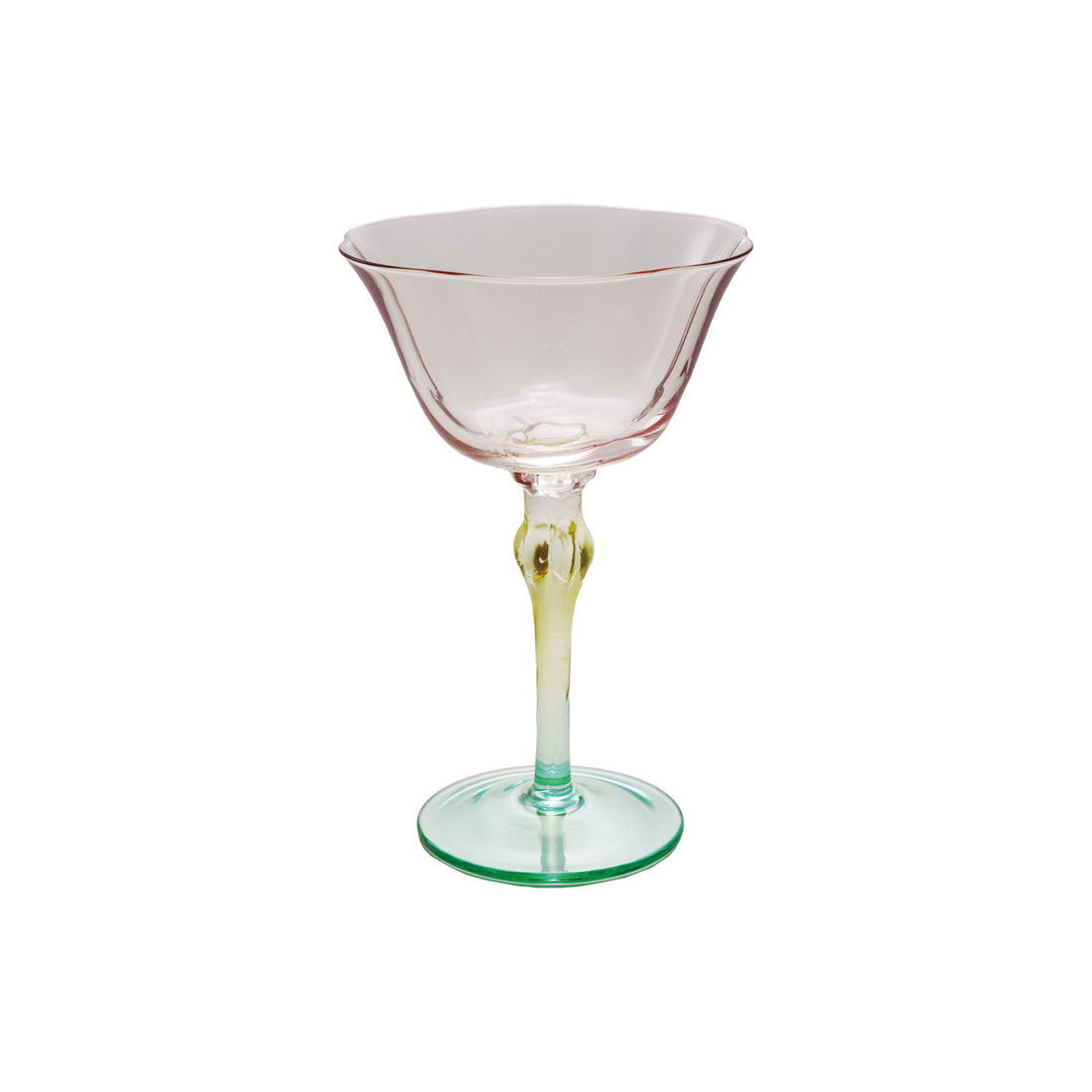6 oz. Hand-Blown Stemmed Wine Glass, Pink, Yellow &amp; Green