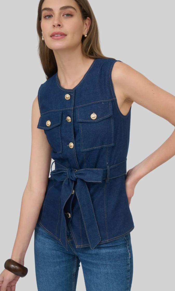 Elevated Denim Sleeveless Vest