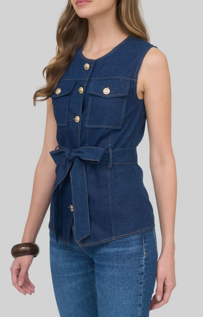 Elevated Denim Sleeveless Vest