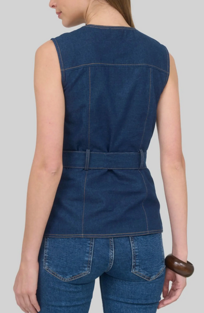 Elevated Denim Sleeveless Vest