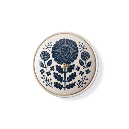 Stoneware Large Round Trinket Box - Indigo Leo