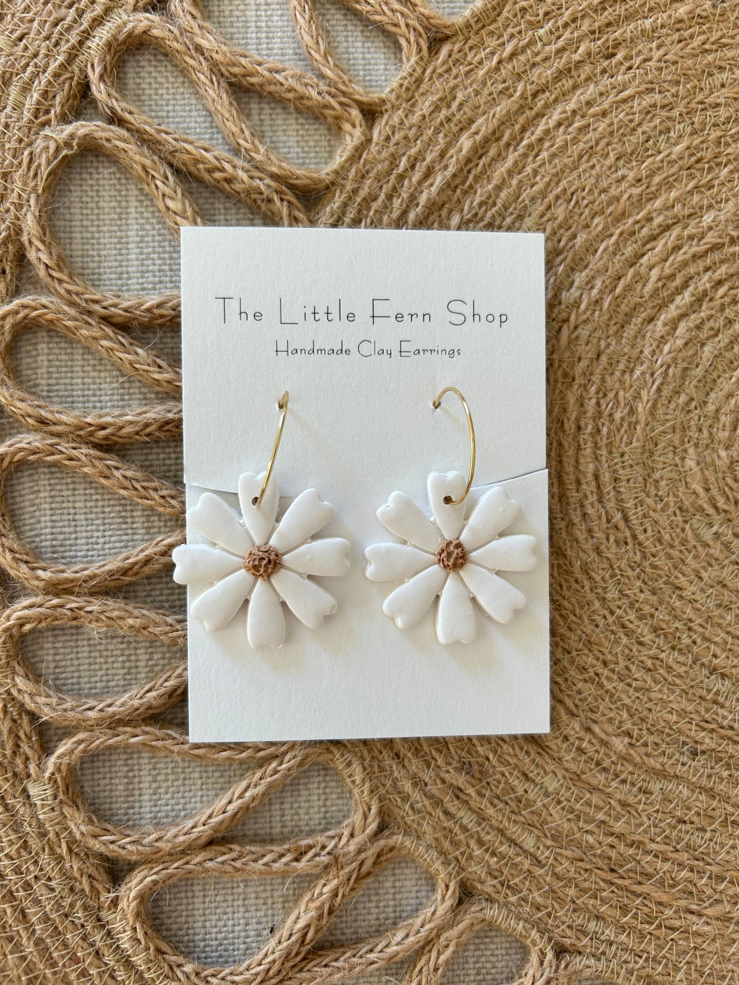 Cream Daisy Hoops