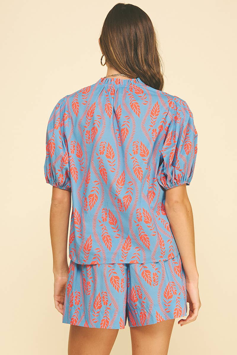 Botanical Print Blouse Top