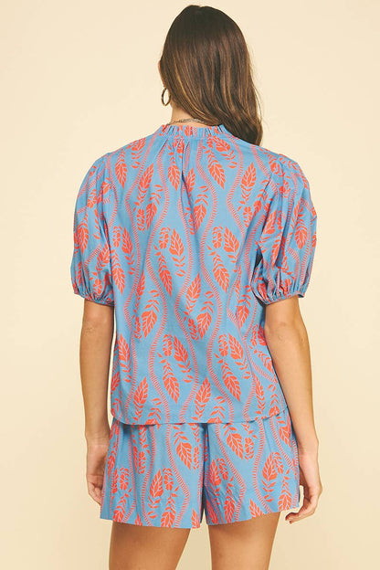 Botanical Print Blouse Top