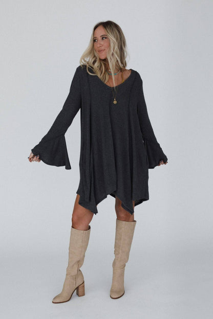 Long Bell Sleeve Tunic Dress