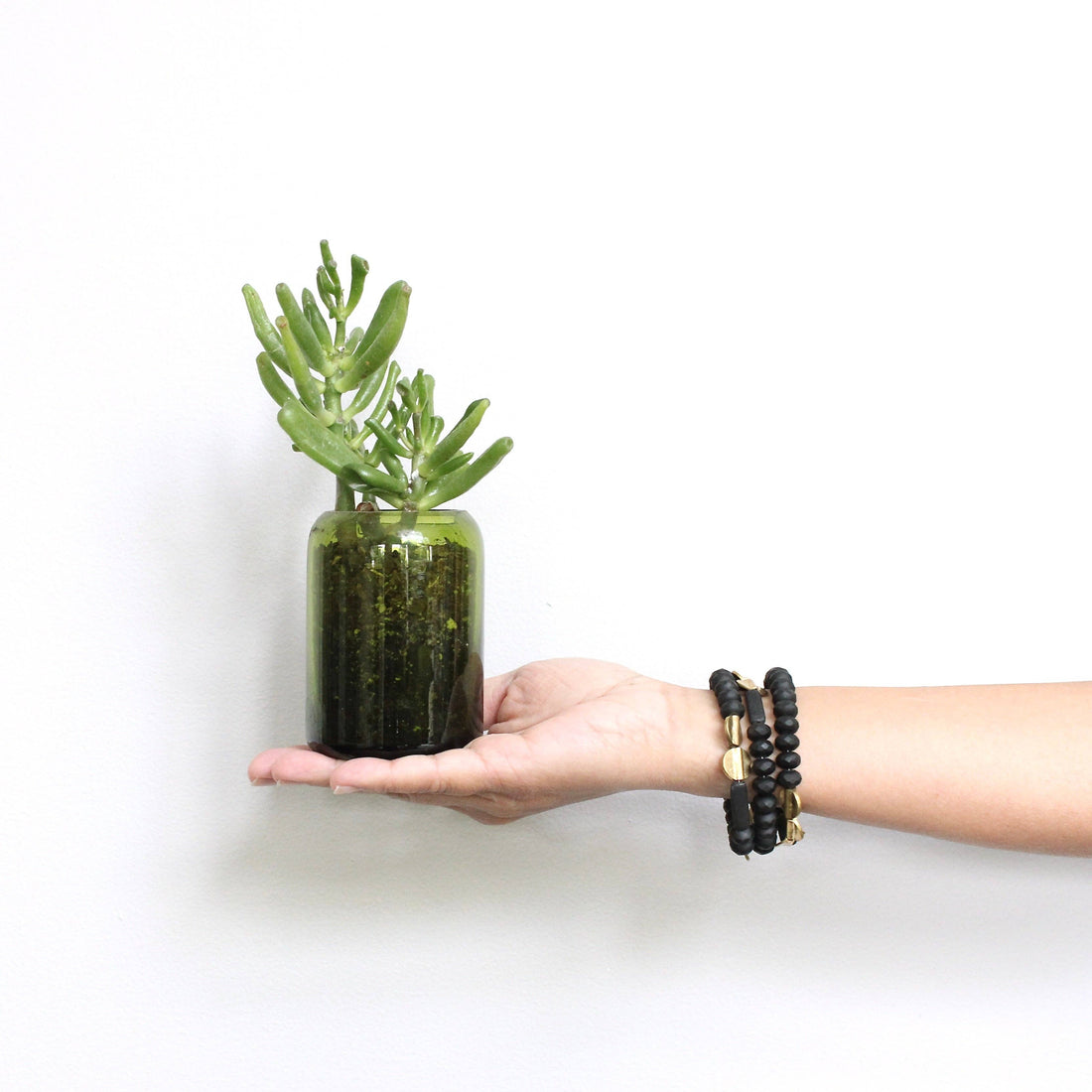 Black and Brass Triple Strand Bracelet