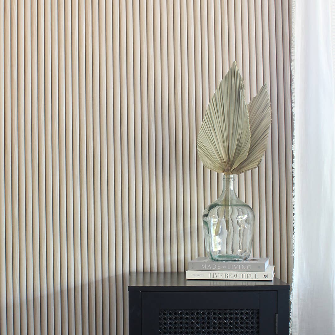 Reeded Wood Peel and Stick Wallpaper, 28 sq. ft.