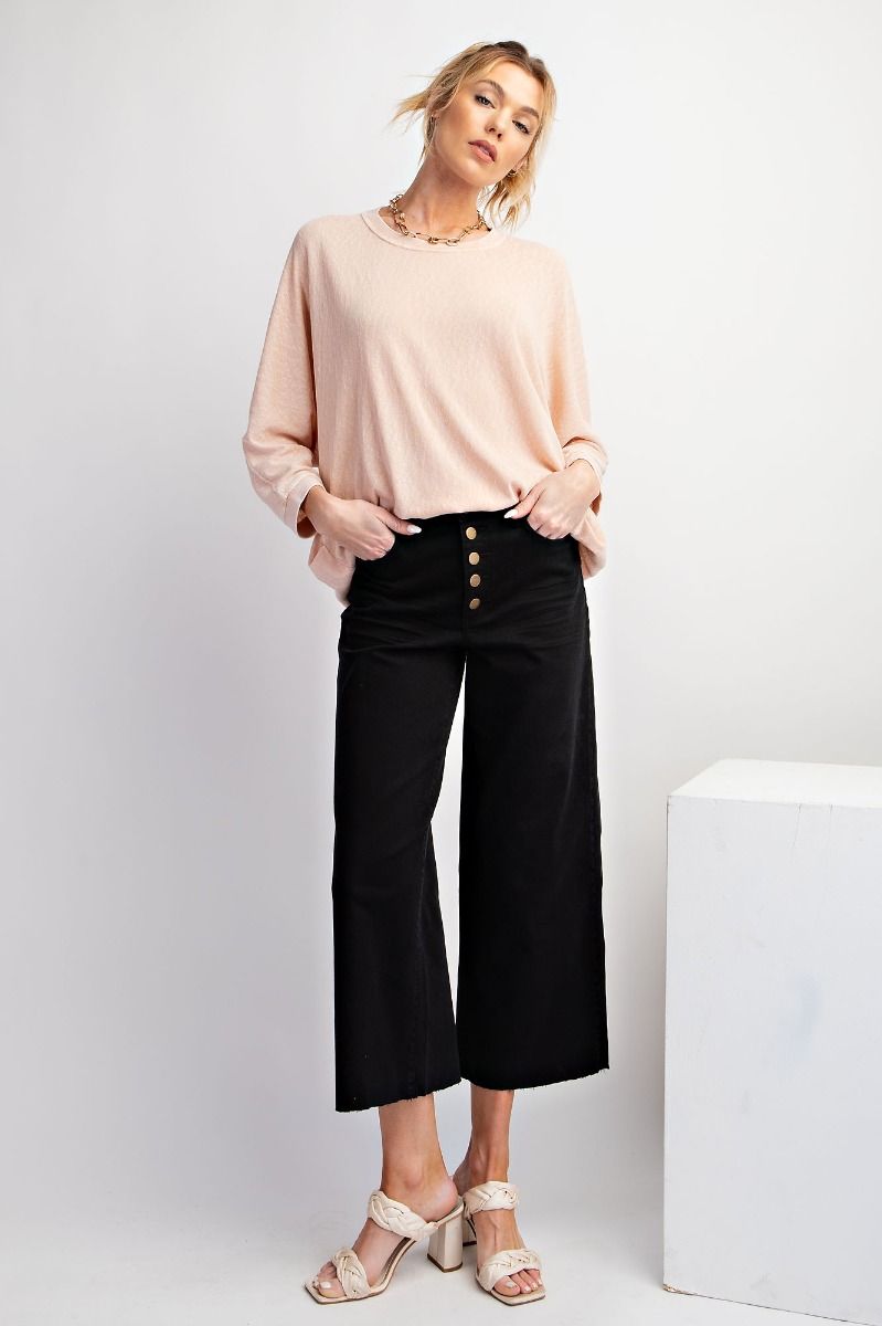 Button-Front High-Rise Twill Pant