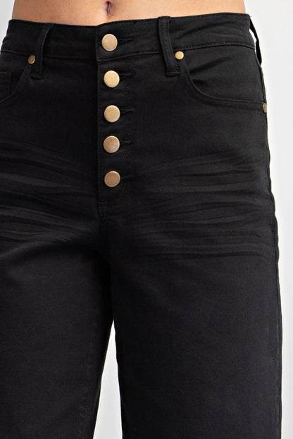 Button-Front High-Rise Twill Pant
