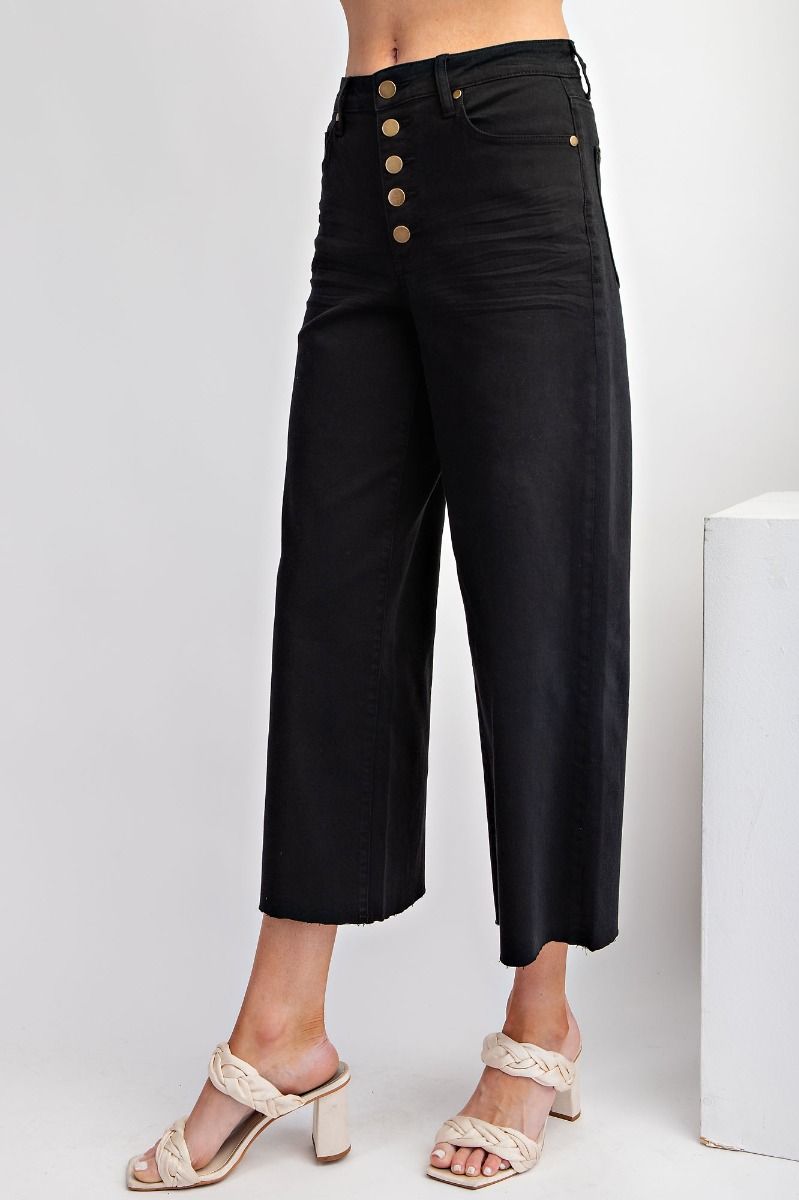Button-Front High-Rise Twill Pant