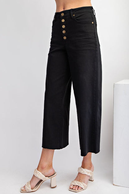 Button-Front High-Rise Twill Pant