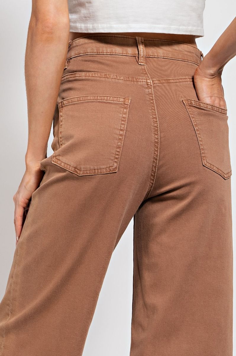 Button-Front High-Rise Twill Pant