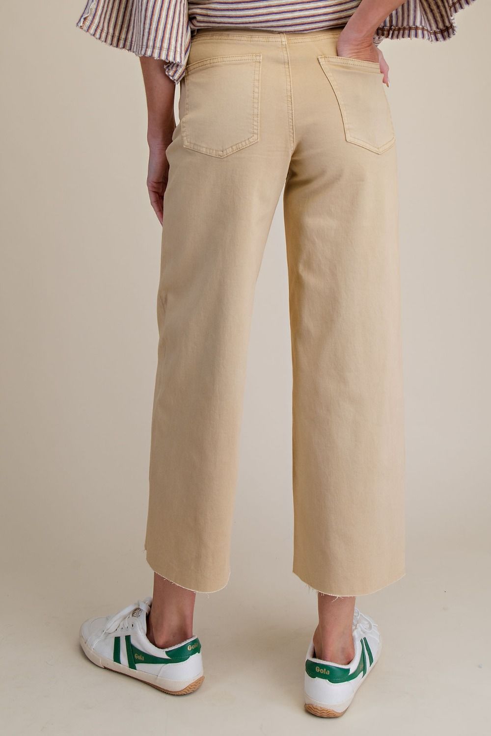 Button-Front High-Rise Twill Pant