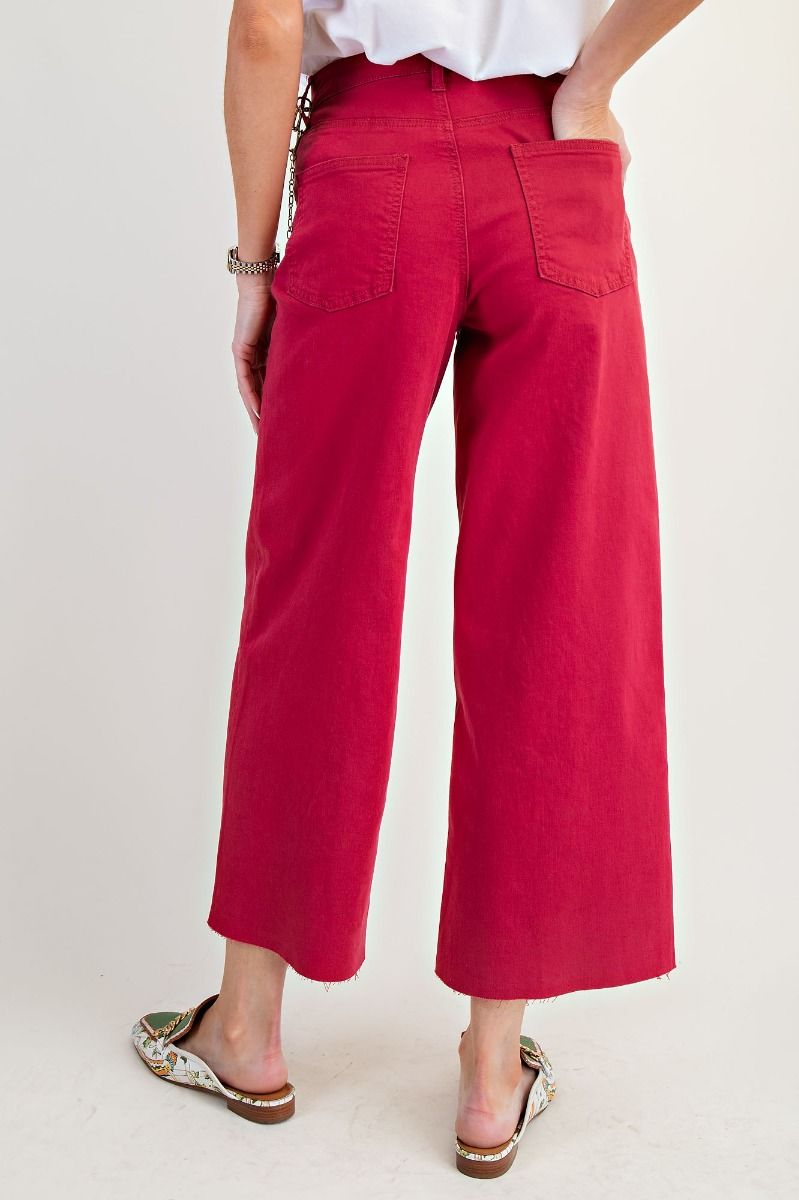 Button-Front High-Rise Twill Pant