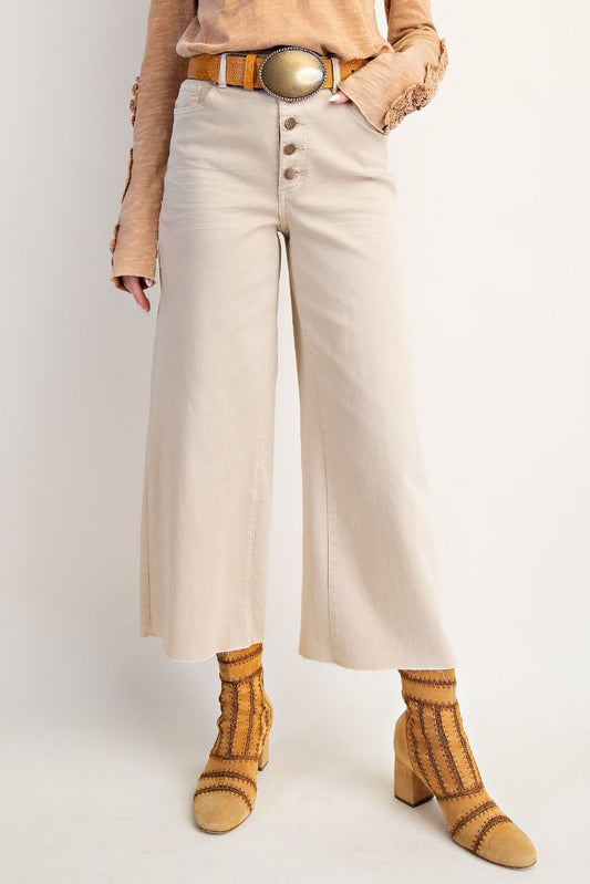 Button-Front High-Rise Twill Pant