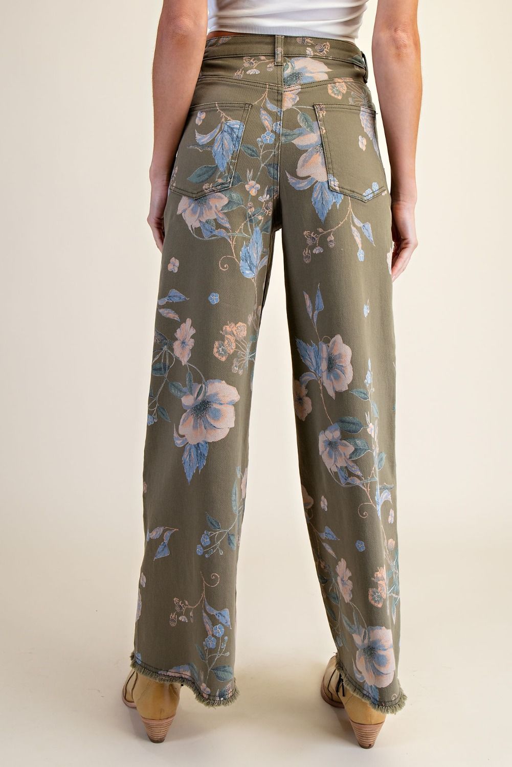 Floral Printed Soft Stretch Twill Pants