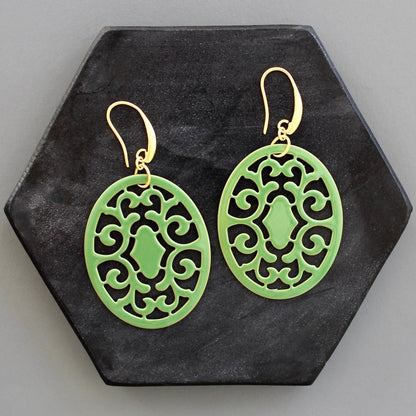 Green Enameled Earrings