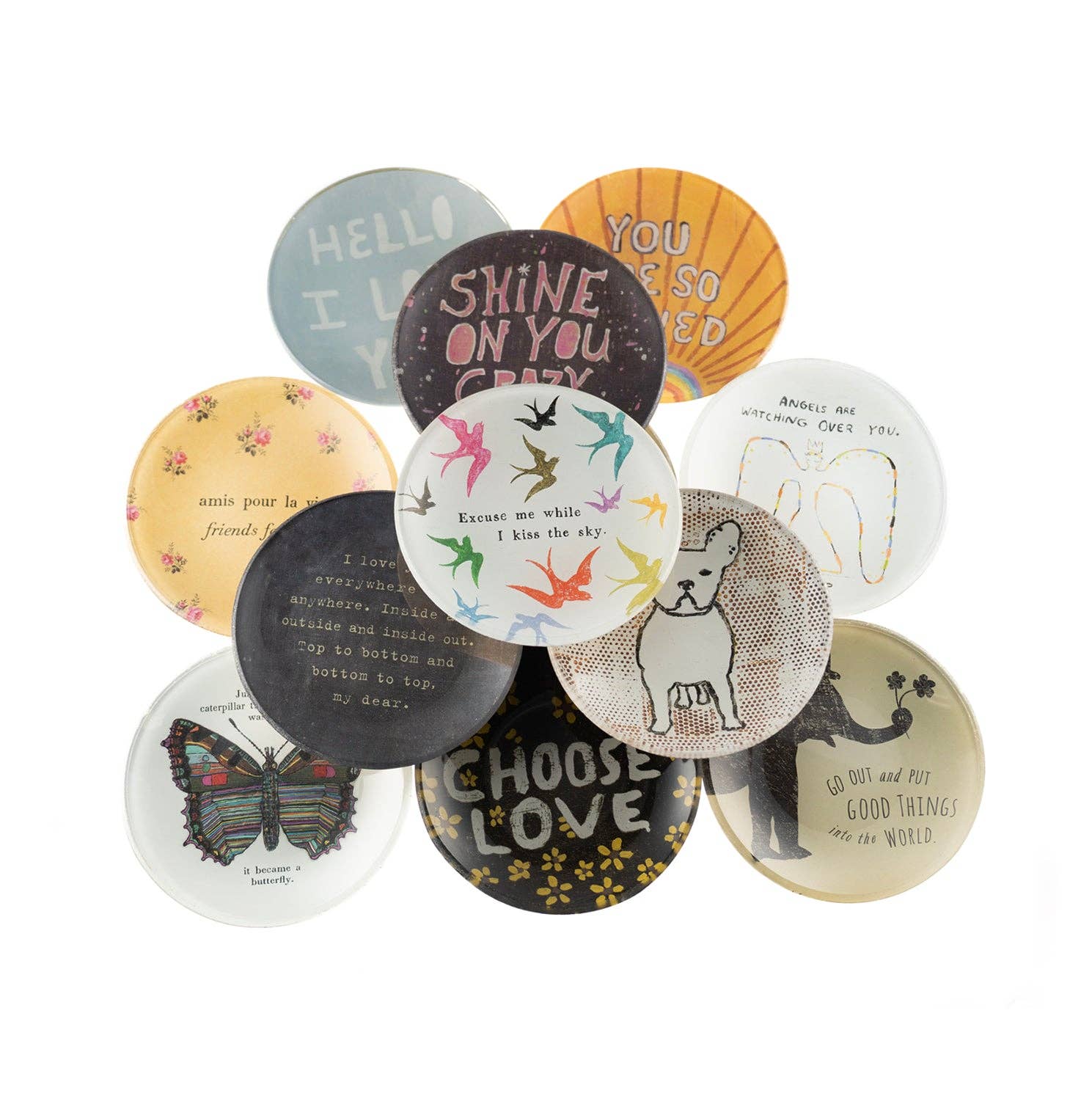 Hello I Love You Mini Round Decoupage Plate - 4"