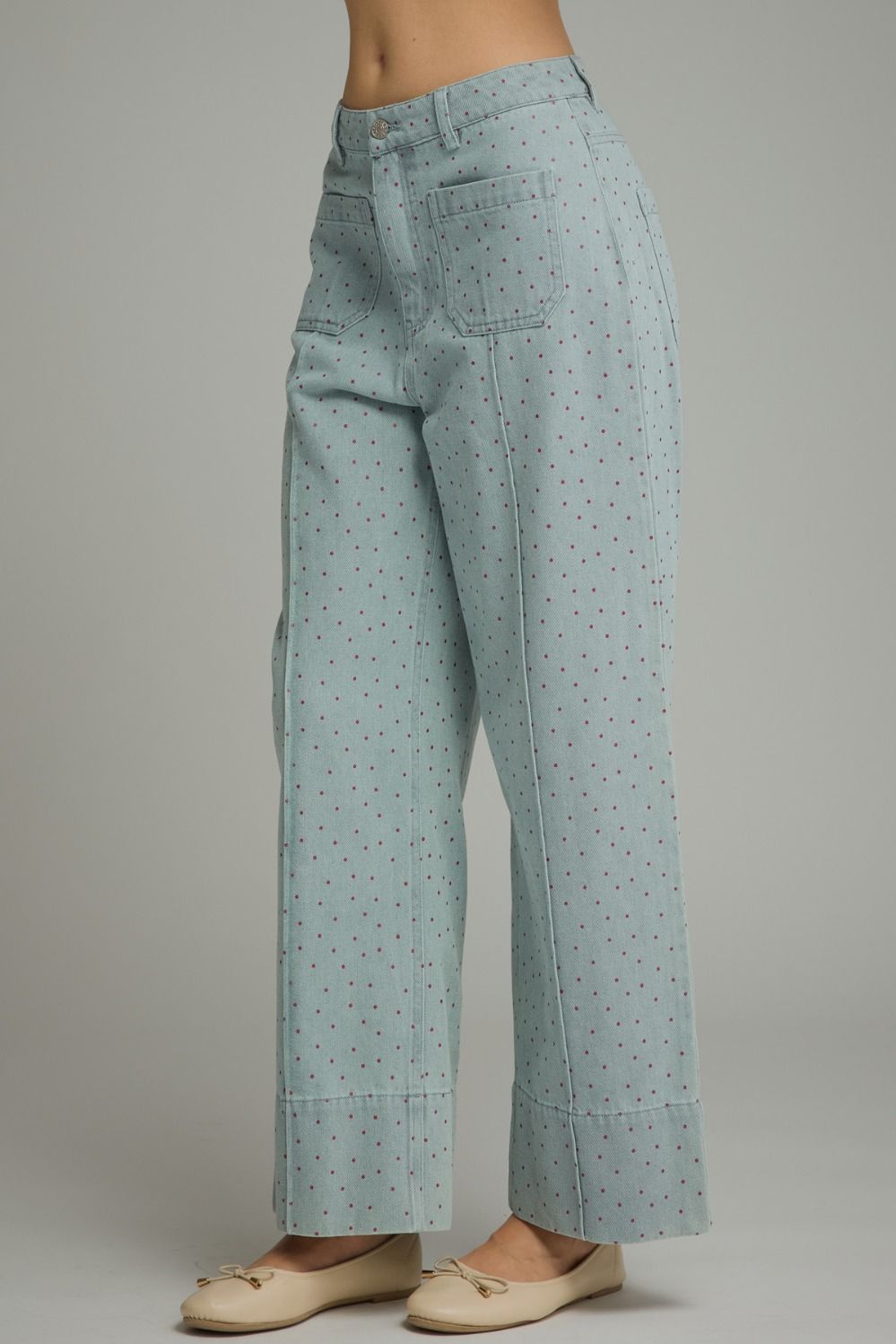 Polka Dot Wide-Leg Pants