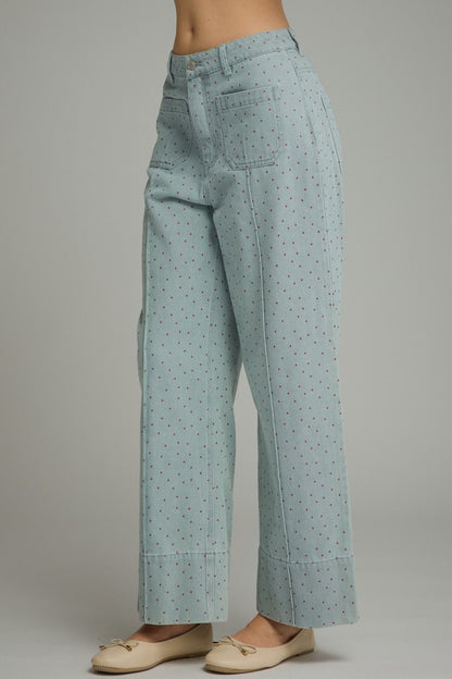 Polka Dot Wide-Leg Pants