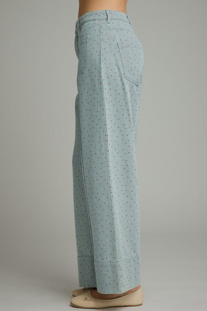 Polka Dot Wide-Leg Pants