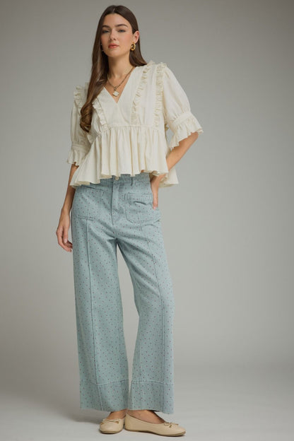 Polka Dot Wide-Leg Pants