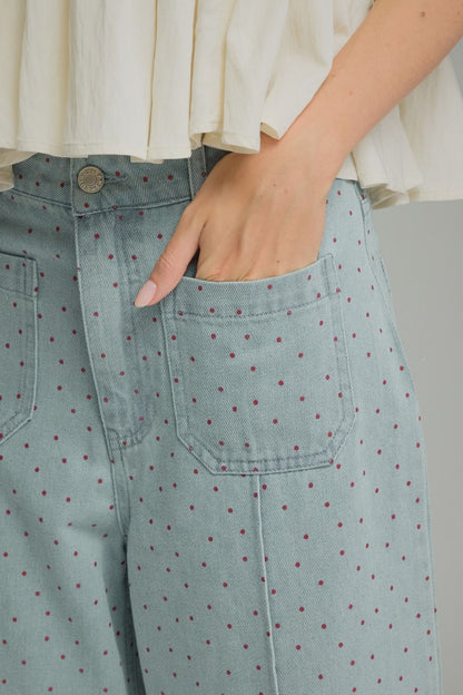 Polka Dot Wide-Leg Pants